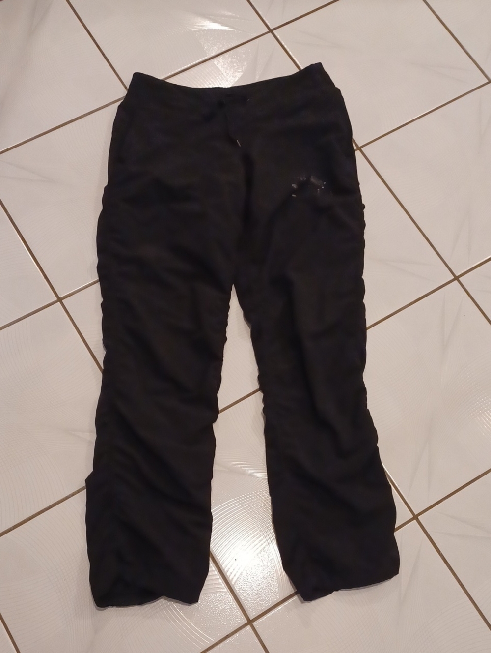 Free Add-on Black Active Pants With Ruched Legs & Paint Stains